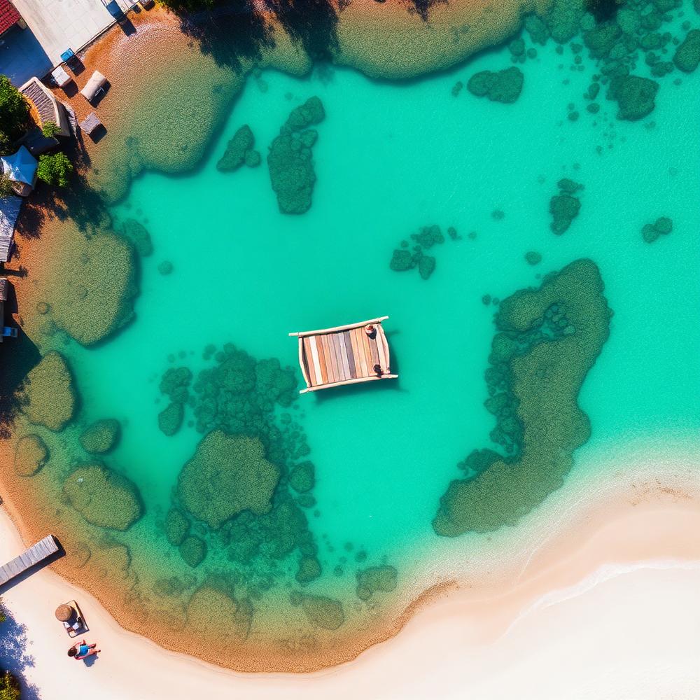 Vista aérea de piscinas naturais de água turquesa no litoral do Nordeste
